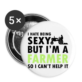 I Hate Being Sexy But I m A Farmer - Buttons small 1''/25 mm (5-pack) - white - Front