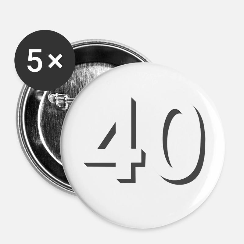 40 bright, celebrate - Buttons small 1''/25 mm (5-pack) - white