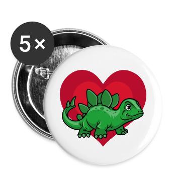 Dino Love - Buttons small 1''/25 mm (5-pack) - white - Front