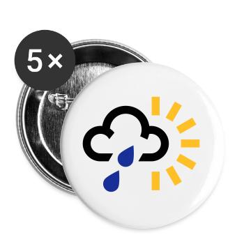 symbole météorologique pluie averse nuage icône soleil soleil - Lot de 5 petits badges (25 mm) - blanc - Devant