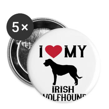 Ich Liebe Meinen Irischen Wolfshund - Buttons klein 25 mm (5er Pack) - Weiß - Vorne