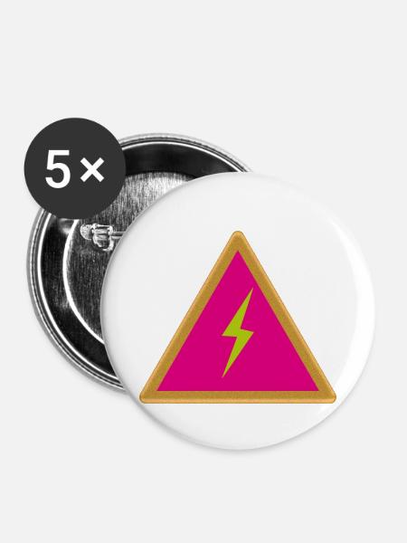 Hochspannung - Buttons klein 25 mm (5er Pack) - Weiß