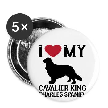 Cavalier King Charles Spaniel - Buttons klein 25 mm (5er Pack) - Weiß - Vorne