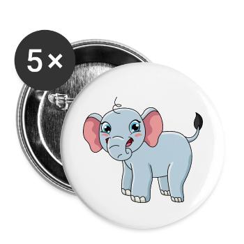Éléphant - Lot de 5 petits badges (25 mm) - blanc - Devant