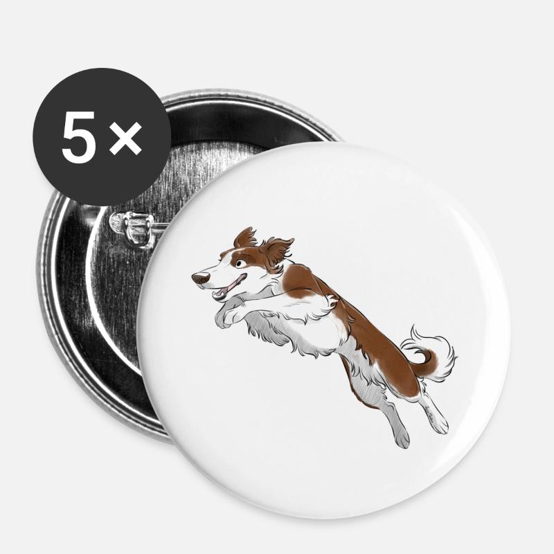 Sporthund - Border Collie - Roug - Buttons klein 25 mm (5er Pack) - Weiß