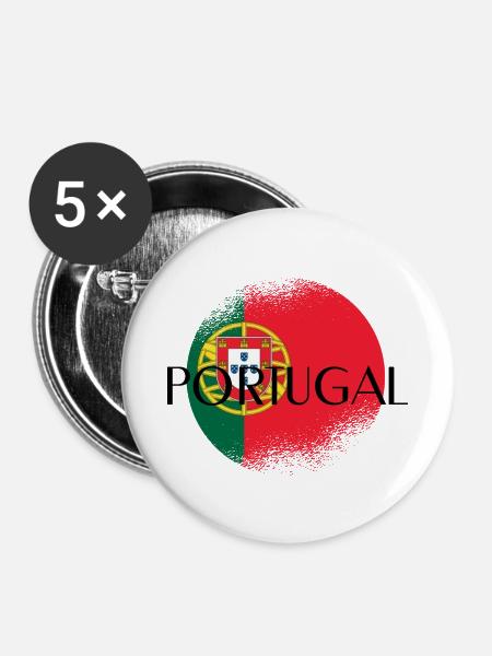 Portugal Fahne - Buttons klein 25 mm (5er Pack) - Weiß
