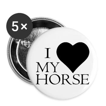 Cheval Horse - Lot de 5 petits badges (25 mm) - blanc - Devant