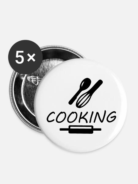 Kochen backen Kitchen - Buttons klein 25 mm (5er Pack) - Weiß