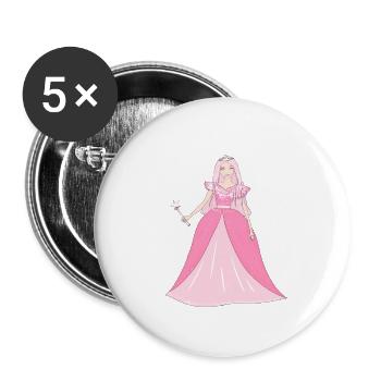 Prinzessin Glitzer - Buttons klein 25 mm (5er Pack) - Weiß - Vorne