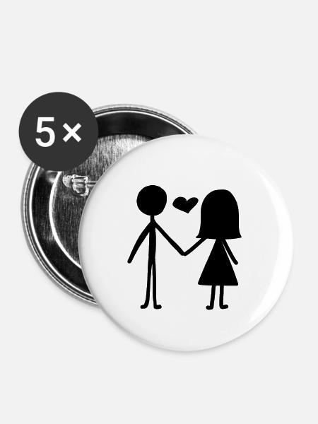 Liebe Paar - Buttons klein 25 mm (5er Pack) - Weiß