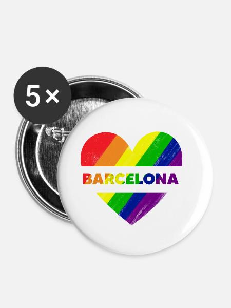 Barcelona LGTBIQ - Buttons klein 25 mm (5er Pack) - Weiß