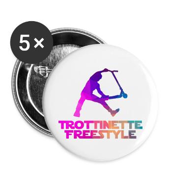 Trottinette freestyle - Lot de 5 petits badges (25 mm) - blanc - Devant