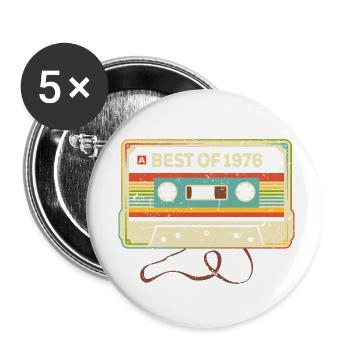 Best of 1976 Mixtape 45. Geburtstag Kassette - Buttons klein 25 mm (5er Pack) - Weiß - Vorne