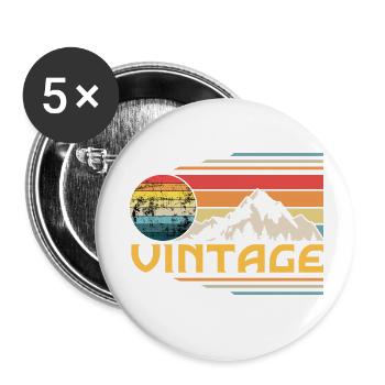 Retro Vintage Sunset - Buttons small 1''/25 mm (5-pack) - white - Front