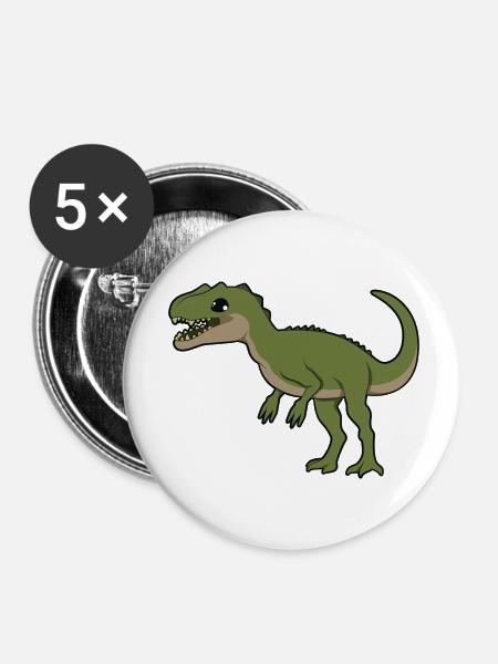 Allosaurus - Buttons klein 25 mm (5er Pack) - Weiß