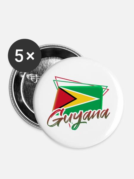 Guyana - Buttons klein 25 mm (5er Pack) - Weiß
