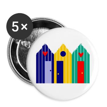 URLAUB. ES LEBE DER URLAUB. URLAUB. - STRAND. MEER - Buttons klein 25 mm (5er Pack) - Weiß - Vorne