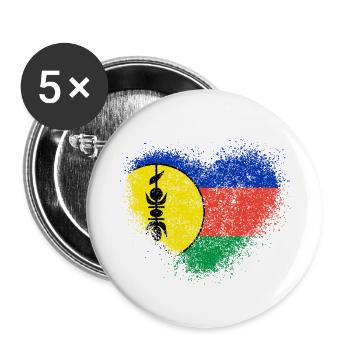 Neukaledonien - Buttons klein 25 mm (5er Pack) - Weiß - Vorne