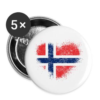 Norwegen - Buttons klein 25 mm (5er Pack) - Weiß - Vorne