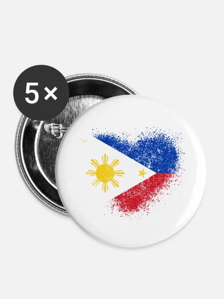 Philippinen - Buttons klein 25 mm (5er Pack) - Weiß