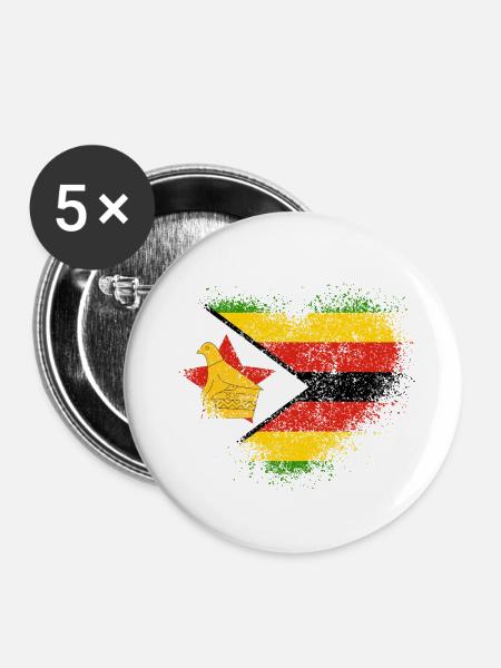 Simbabwe - Buttons klein 25 mm (5er Pack) - Weiß