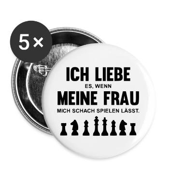 Ich liebe es wenn Frau mich Schach spielen lässt - Buttons klein 25 mm (5er Pack) - Weiß - Vorne