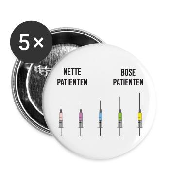 Nette Patienten Böse Patienten Spritze - Buttons klein 25 mm (5er Pack) - Weiß - Vorne
