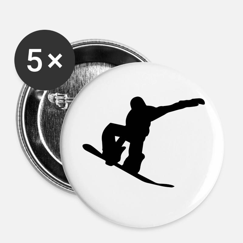 Snowboard Snowboarder - Buttons small 1''/25 mm (5-pack) - white