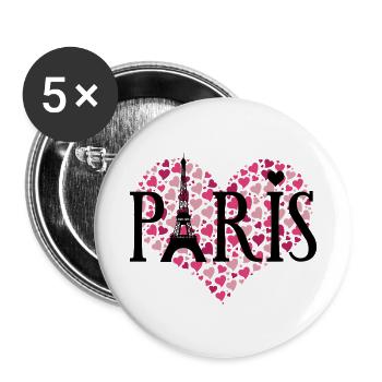 ICH LIEBE PARIS - Buttons klein 25 mm (5er Pack) - Weiß - Vorne