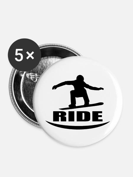 Snowboard Snowboarder - Buttons klein 25 mm (5er Pack) - Weiß