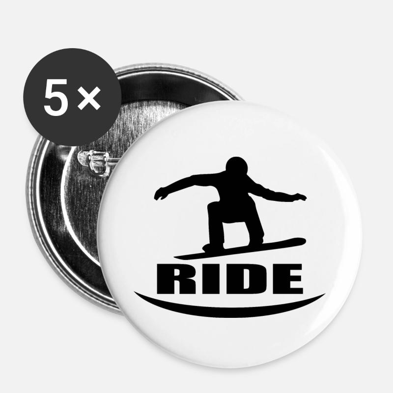 Snowboard Snowboarder - Buttons small 1''/25 mm (5-pack) - white