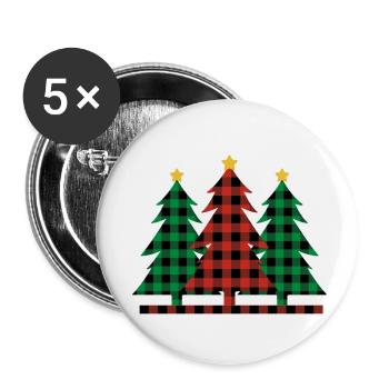 Karo Weihnachtsbäume - Buttons klein 25 mm (5er Pack) - Weiß - Vorne