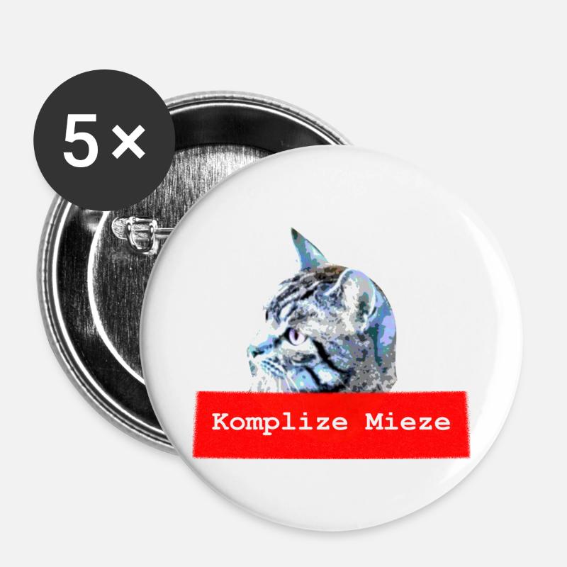 Komplize Mieze - Buttons klein 25 mm (5er Pack) - Weiß