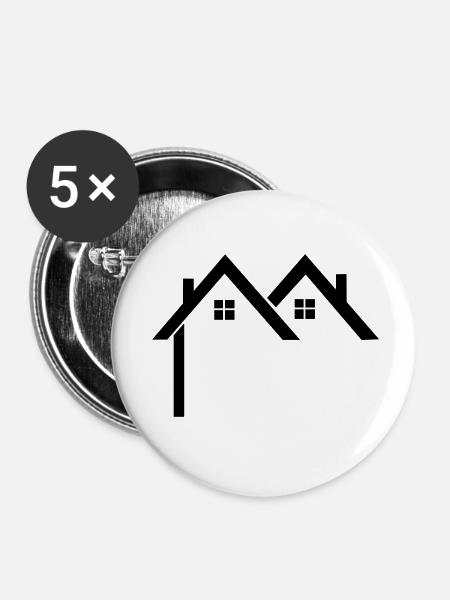 Wohngebiet Logo Häuser - Buttons klein 25 mm (5er Pack) - Weiß