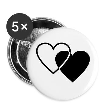 Two hearts - Buttons small 1''/25 mm (5-pack) - white - Front