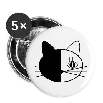 Black and White Kitty - Buttons klein 25 mm (5er Pack) - Weiß - Vorne