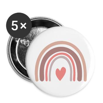 Arc-en-ciel - Lot de 5 petits badges (25 mm) - blanc - Devant