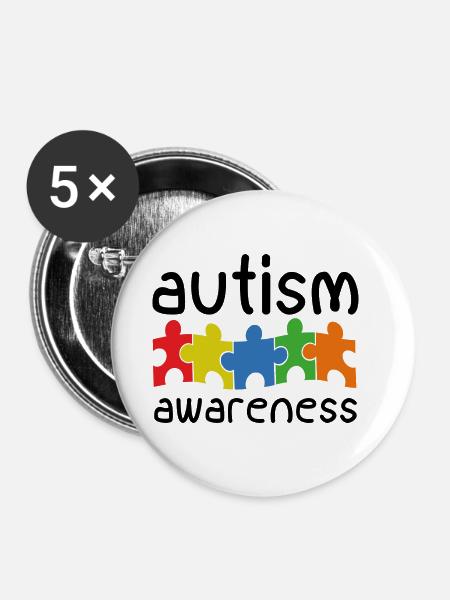 Bewusstsein für Autismus - Buttons klein 25 mm (5er Pack) - Weiß