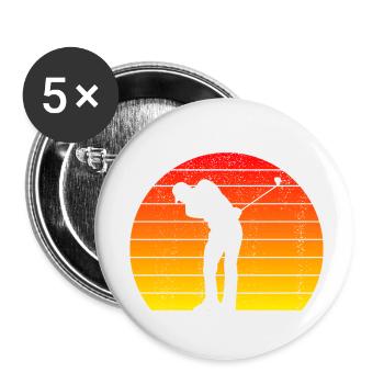 Golfer Golfball Retro Golf Golfspieler Vintage - Buttons klein 25 mm (5er Pack) - Weiß - Vorne