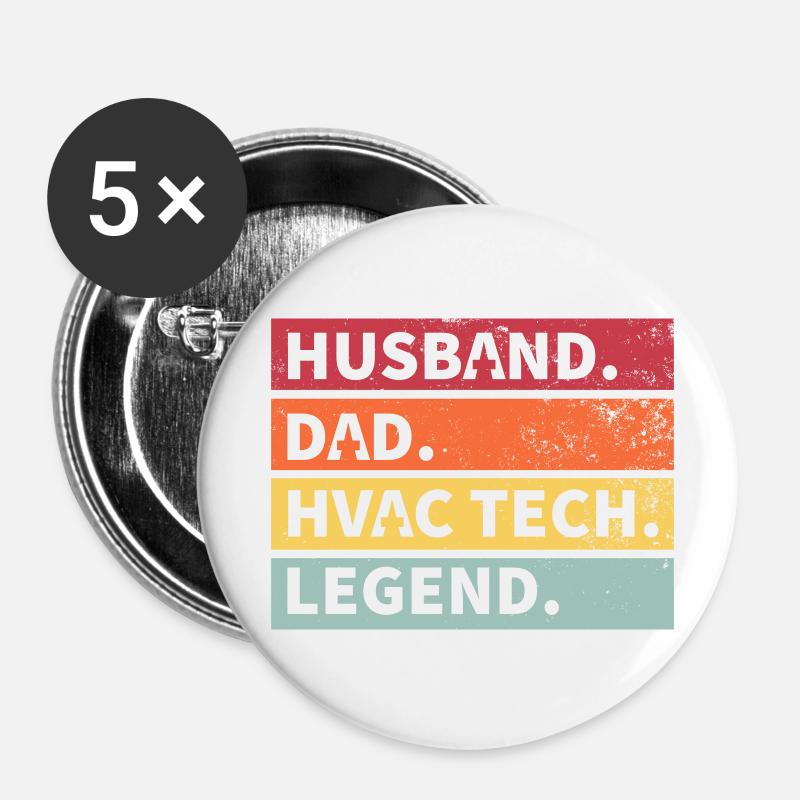 Husband Dad Legend Funny Gift - Buttons small 1''/25 mm (5-pack) - white