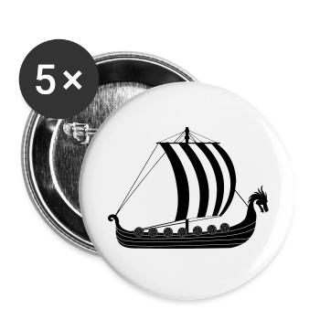 Wikinger-Drachenschiff - Buttons klein 25 mm (5er Pack) - Weiß - Vorne