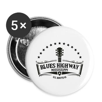 Mississippi The Blues Highway 61 Musique Usa Guitare - Lot de 5 petits badges (25 mm) - blanc - Devant