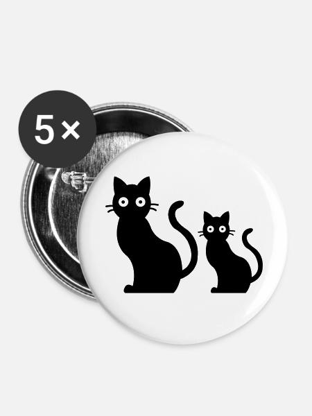 cat family - Buttons klein 25 mm (5er Pack) - Weiß