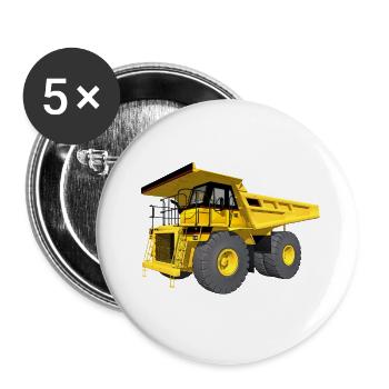 Riesiger Muldenkipper, LKW, Lastwagen - Buttons klein 25 mm (5er Pack) - Weiß - Vorne