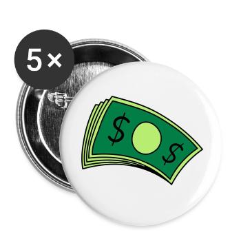 Money Piles of Bills - Buttons small 1''/25 mm (5-pack) - white - Front