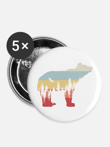 Bär - Buttons klein 25 mm (5er Pack) - Weiß