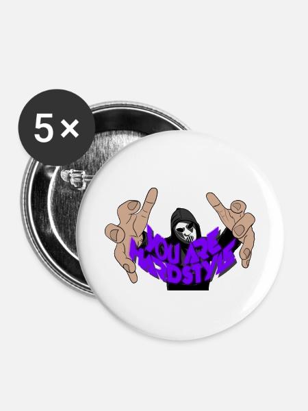 Hardstyle - Buttons klein 25 mm (5er Pack) - Weiß