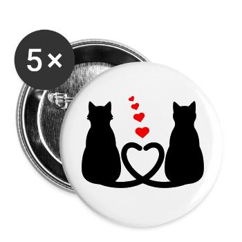Verliebte Katzen - Buttons klein 25 mm (5er Pack) - Weiß - Vorne