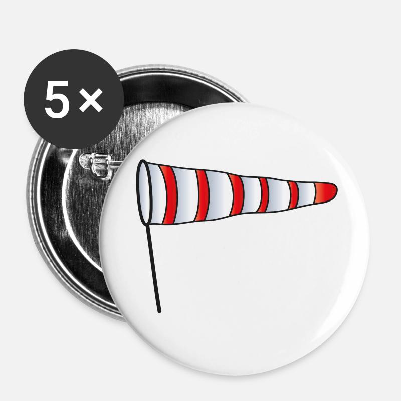 Windsack - Wetteranzeige - Buttons klein 25 mm (5er Pack) - Weiß