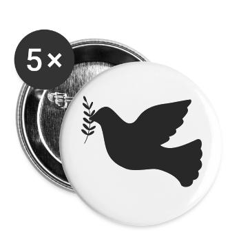 Peace Dove Peace Symbol - Buttons small 1''/25 mm (5-pack) - white - Front